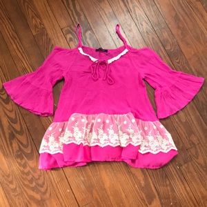 Cold Shoulder Top with Crochet Lace